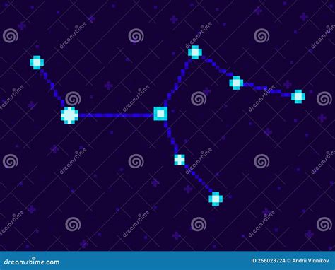 Konstelacja Camelopardalis W Stylu Sztuki Pikselowej 8 Bitowe Gwiazdy