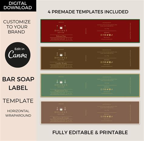 Christmas Soap Labels Template Editable Canva Holiday Soap - Etsy