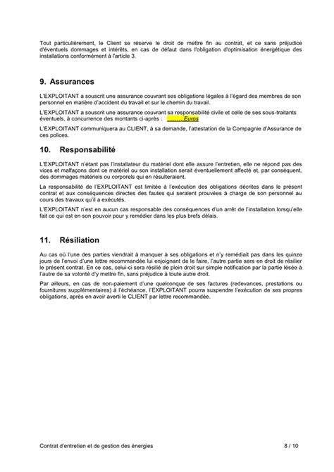 Exemple De Contrat Dentretien Et De Gestion Des Energies DOC PDF