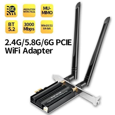 Carte WiFi 6E PCIe Carte WiFi Pour PC 3000 Mbps Bluetooth 5 2 Carte