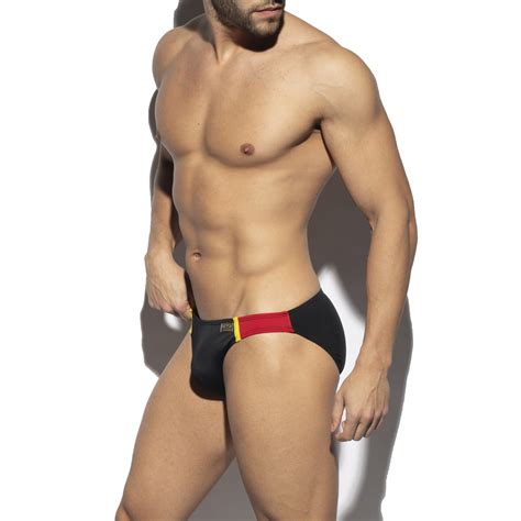 Bath Bikini Flags Black Swim Briefs For Man Brand ES Collection