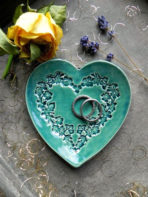 Wedding Heart Jewelry Dish Personalized Floral Wreath Etsy Ceramic Ring Dish Jewelry Dish