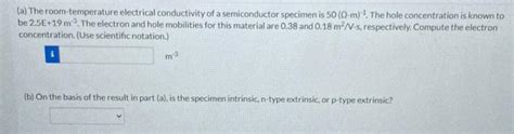 Solved A The Room Temperature Electrical Conductivity Of A