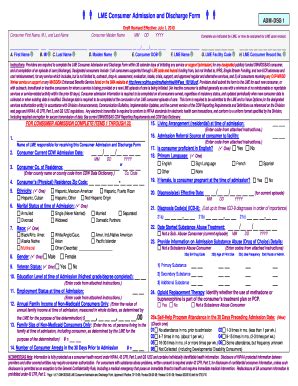 Fillable Online Cphs Lme Consumer Admission And Discharge Form Fax