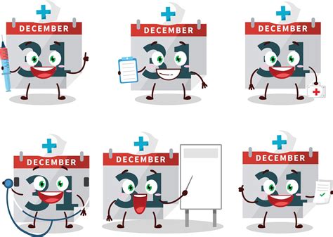 Doctor Profession Emoticon With December 31th Calendar Cartoon