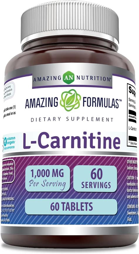 Amazing Formulas L Carnitina Suplemento Mg Tabletas Sin Omg Sin