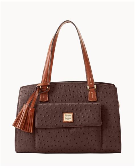 Dooney Bourke Ostrich Shoulder Bag In Brown Lyst