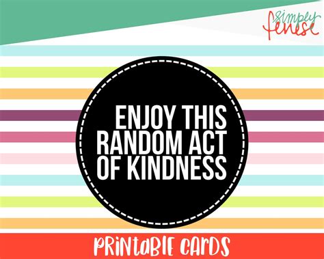 Printable Random Act Of Kindness Cards Raok Diy Printable Etsy