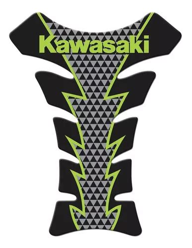 Tank Pad Para Moto Kawazaki Universal Preto Verde Resinado Cor Preto