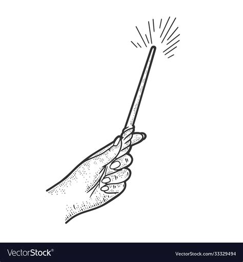 Magic Wand In Hand Sketch Royalty Free Vector Image