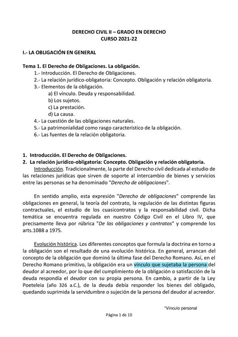 Tema 1 Apuntes Derecho Civil Ii Grado En Derecho Curso 2021 I