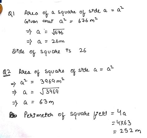 Q Find The Side Of A Square Whose Area Is Sq M Q Find The