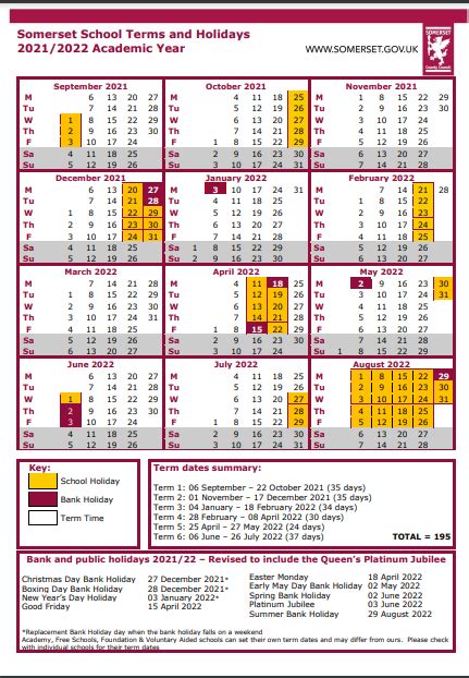 Our Dates and Calendars | Mendip School