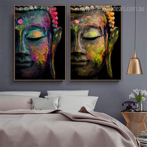 Buy Half Buddha Faces Canvas Print Wall Art Decor