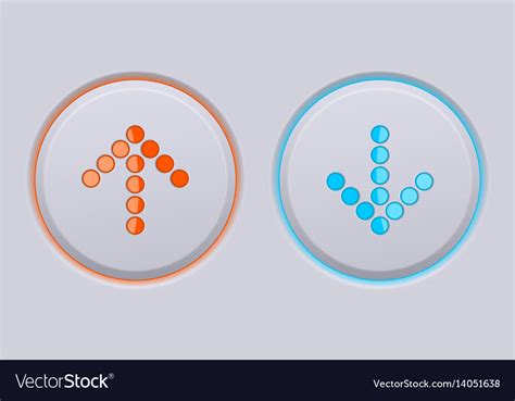 Up And Down Round Gray Buttons With Blue Vector Image