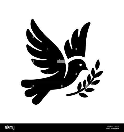 Dove Icon Black Silhouette Of A Dove In Flight Carrying An Olive