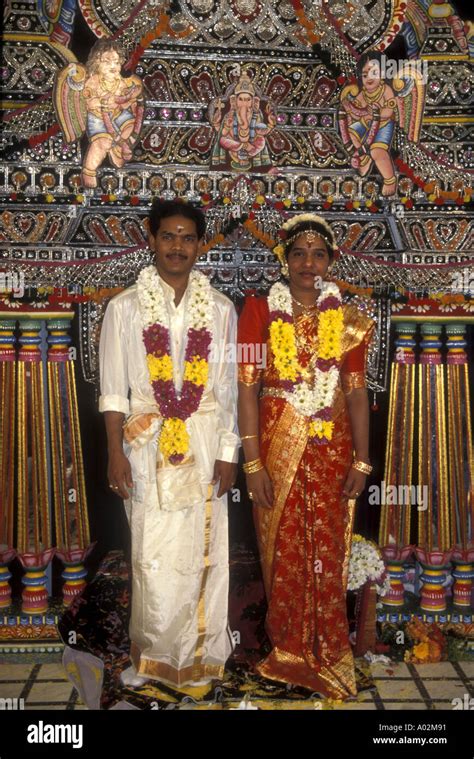 A Tamil marriage with the bridal couple South London temple Stock Photo ...