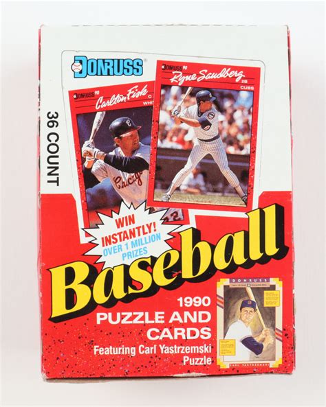 1990 Donruss Baseball Puzzle And Cards Hobby Box Of 36 Packs