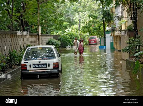 Calcuta Diluvio Calcuta Inundada Zona Residencial Calcuta Calcuta