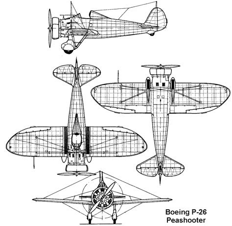 Boeing P-26 Peashooter Blueprint - Download free blueprint for 3D modeling