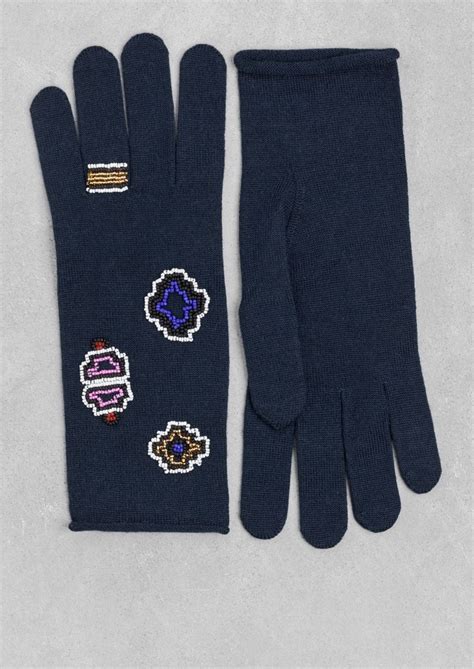 And Other Stories Bead Gloves Dark Blue Beaded Gloves Story Beads