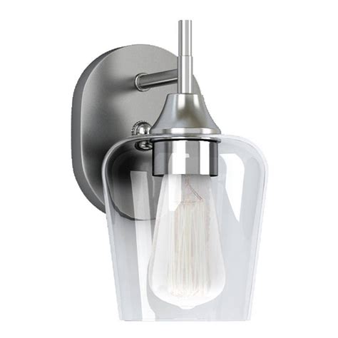 Hampton Bay Pavlen 5 5 In 1 Light Brushed Nickel Sconce With Clear Glass Shade