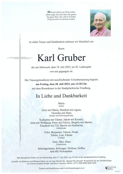 Karl Gruber Bestattung Stögerer