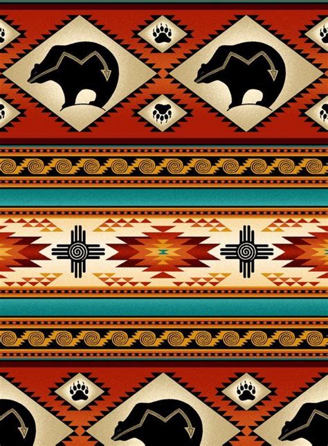 An Image Of A Native American Pattern With Bears