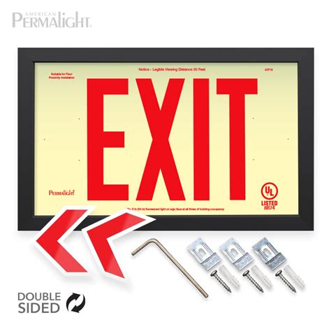 PERMALIGHT Rigid PVC Plastic EXIT Sign Black Aluminum Frame 6 Inch