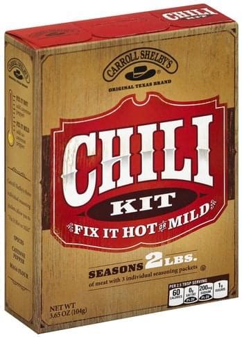 Carroll Shelbys Chili Kit - 3.65 oz, Nutrition Information | Innit