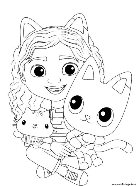 Coloriage Adorable Gabby Fille Energique Et Son Chat JeColorie