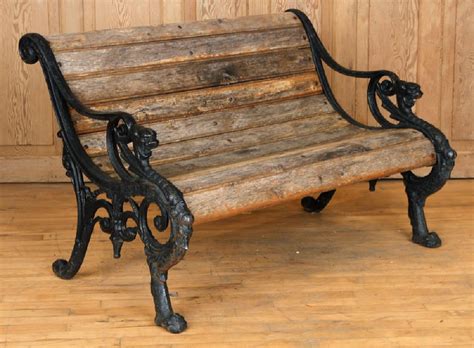 Cast Iron Garden Bench Wood Slat Griffin Supports May 18 2019 Kamelot Auctions In Pa