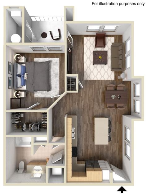 An Overhead View Of A Floor Plan For A Bedroom And Living Room In A House