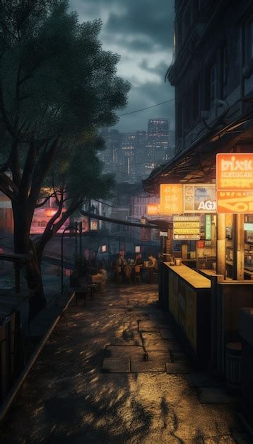 Premium Ai Image A Dark Alley With A Neon Sign That Says Park On It