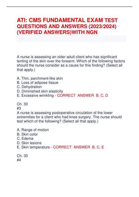 Ati Cms Fundamental Exam Test Questions And Answers