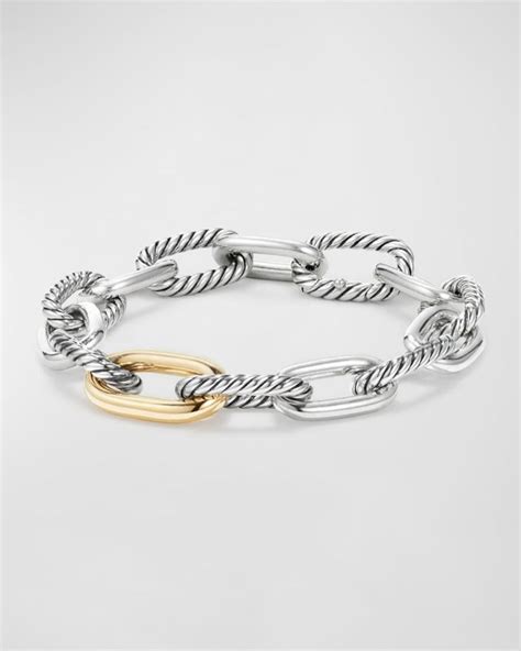 David Yurman Dy Madison Bracelet In Silver With 18k Gold 11mm