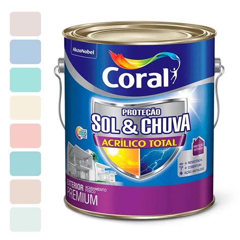 Tinta Sol E Chuva Da Coral - Tinta Acrílico Total Proteção Sol e Chuva Coral 3,2L | Shopee Brasil
