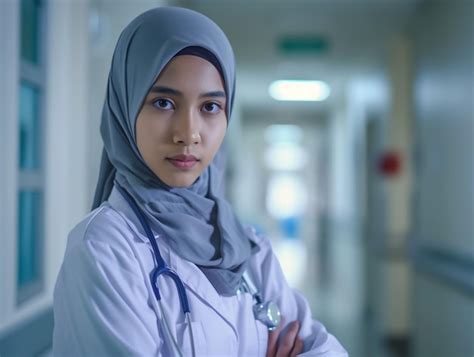 Premium Photo Portrait Of A Friendly Muslim Doctor Or Nurse Wearing