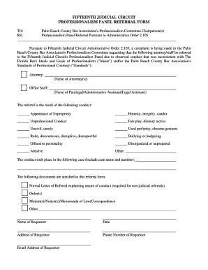 Fillable Online Palmbeachbar Professionalism Panel Referral Form Palm