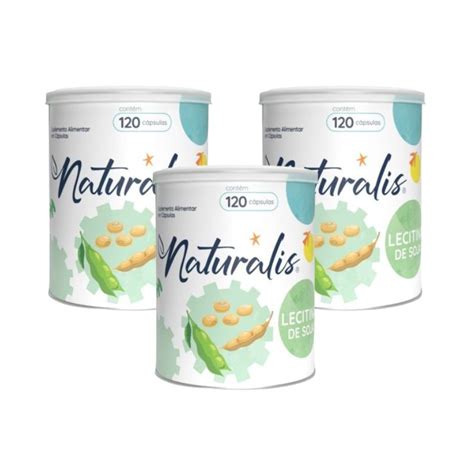 LECITINA DE SOJA NATURALIS 120 CÁPSULAS KIT 3 LATAS Naturalis