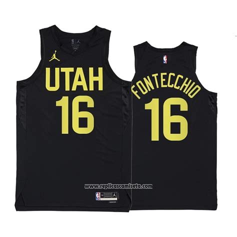 Camiseta Utah Jazz Simone Fontecchio 16 Statement 2022 23 Negro