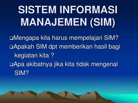 PPT SISTEM INFORMASI MANAJEMEN SIM PowerPoint Presentation Free