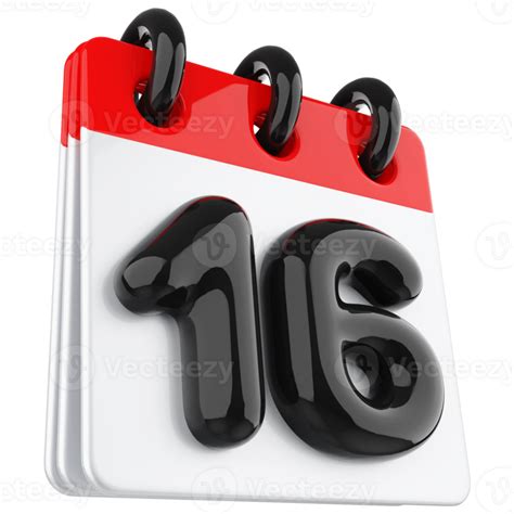 3d Icon Calendar Number 16 36306462 Png