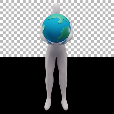 Premium PSD A Man Holding A Globe In His Hands