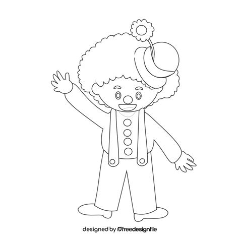 Cute clown illustration black and white clipart free download