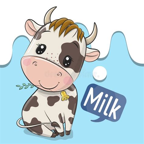 Cartoon Cow on a Blue Background Stock Vector - Illustration of ...