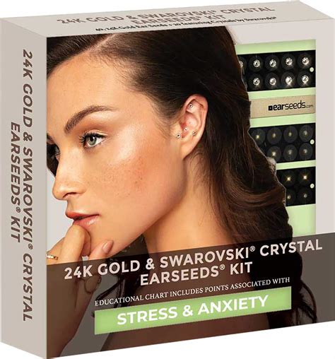 Buy Ear Stress And Anxiety 24k Gold And Swarovski Crystal Ear Kit 40 Pcs 24k Gold 20 Pcs