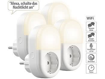 Luminea Home Control Nachtlicht Mit Timer Er Set Wlan Steckdose Mit