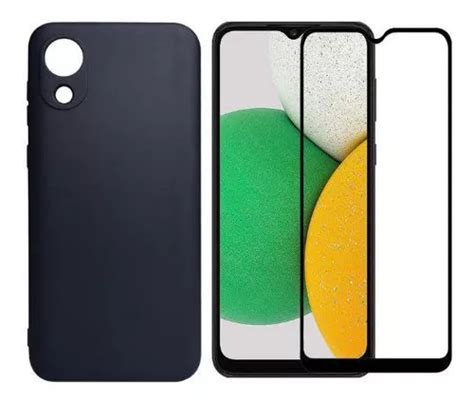 Funda Aterciopelada Negra Con Pel Cula De Vidrio D Sam Galaxy A Core