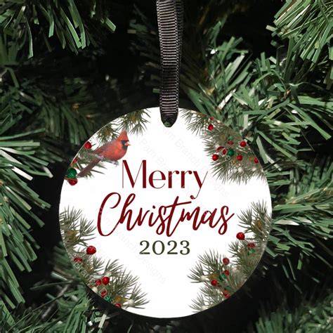 Christmas Ornament with Cardinal, "Merry Christmas 2023" Z5 – Pam Branch Designs